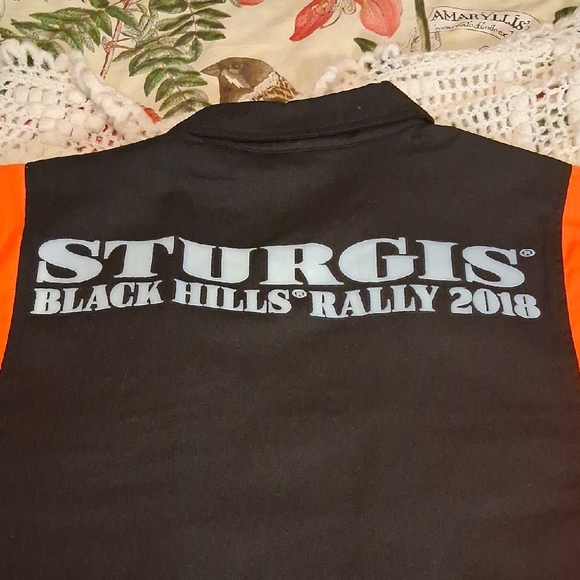 💯💥🏍️ Sturgis Black Hills Rally 2018 Mechanic Motorcycle Shop Shirt 🖤🧡 - Picture 12 of 14